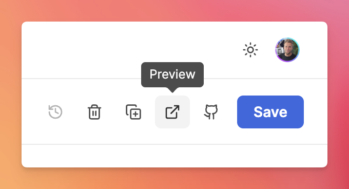 Keystatic Admin UI's preview button